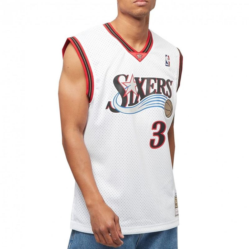 Mitchell & Ness NBA Swingman Home Jersey 76ers 00 Allen Iverson M SMJYGS18200-P76WHIT00AIV Pánské oblečení - Pro muže trička, tílka, košile