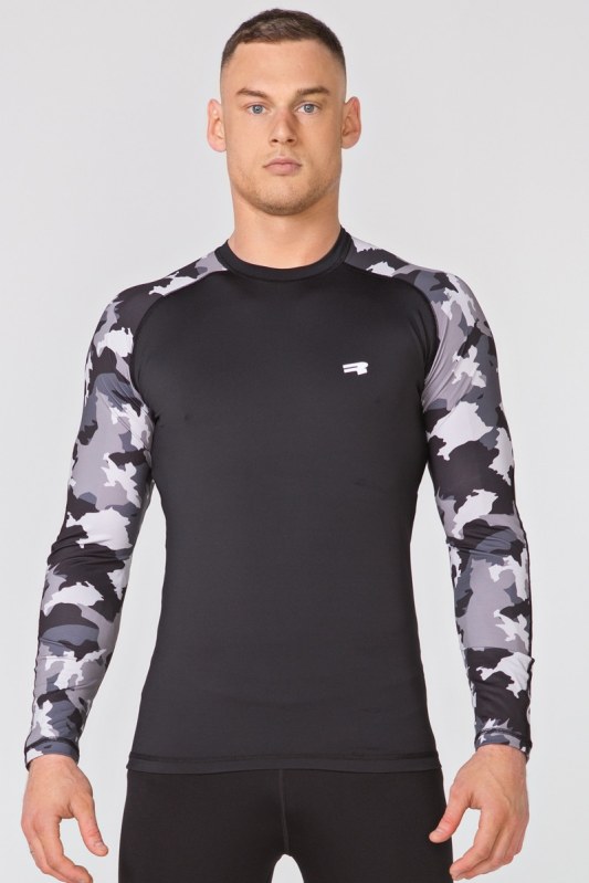 Tričko Rough Radical Furious Army Ls Black/Camo - Pro muže trička, tílka, košile