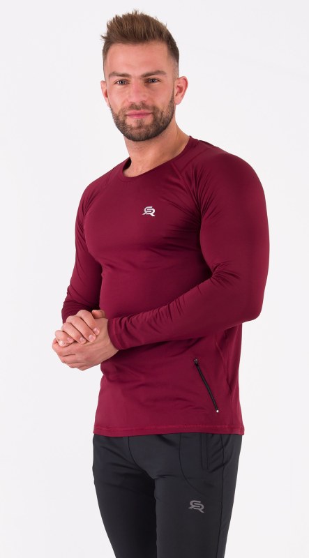 Rough Radical Tričko Vital Zip Ls Burgundy - Pro muže trička, tílka, košile