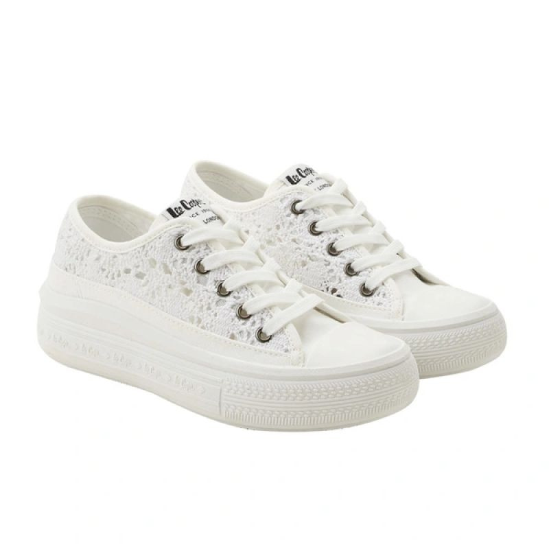 Lee Cooper dámské sportovní boty white platform lace-up dámské - Pro ženy boty