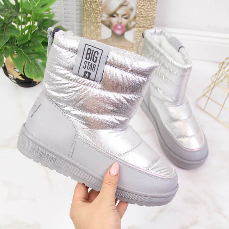 Big Star W II274118 stříbrné zateplené sněhové boty - Pro ženy boty