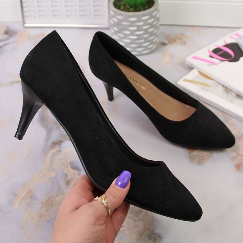 Černé semišové lodičky na jehlovém podpatku W Sergio Leone - Pro ženy boty