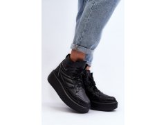 Zazoo 3392/X Dámské Kožené Sportovní Boty na Platformě Černé