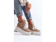 Zazoo 3416 Kožené Dámské Sportovní Boty Beige