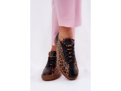 Dámské Kožené Sportovní Boty S Leopardím Vzorem Laura 2935 Hnědé
