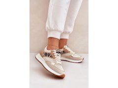 Dámské Sportovní Boty Na Platformě Zebra Béžové Davinara