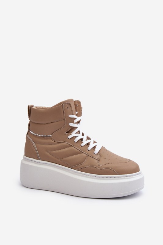 Zazoo 3392/X Dámské Kožené Sportovní Boty na Platformě Beige - Pro ženy pro ženy boty