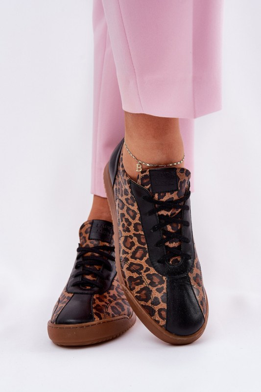 Dámské Kožené Sportovní Boty S Leopardím Vzorem Laura 2935 Hnědé - Pro ženy pro ženy boty
