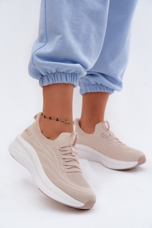 Materiálové Sportovní Boty Dámské Slip-On Kobbo 102425 Béžové