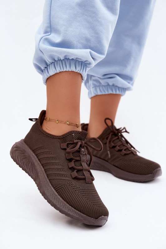 Lehké sportovní slip-on boty dámské textilní Big Star UU274055 Čokoládové