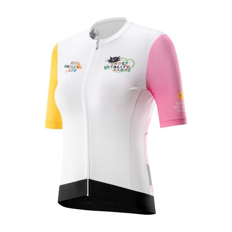 Dámské cyklistické tričko Rockbros 15210005004 M s potiskem – bílé