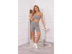 Sportovní set top + legíny šedá