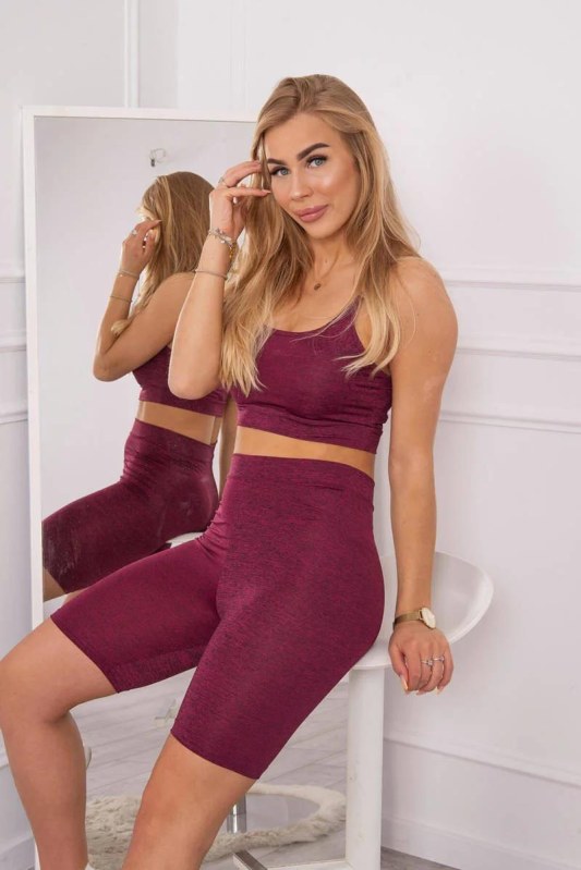 Sportovní set top + legíny fuchsiová