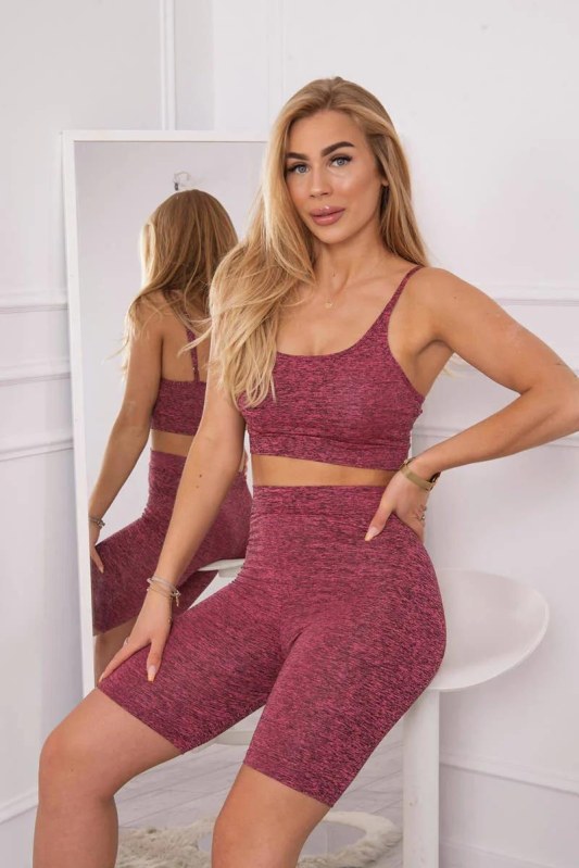 Sportovní set top + legíny růžová