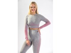 Dámský CropTop s dlouhým rukávem 5.0. růžový melír - Naine