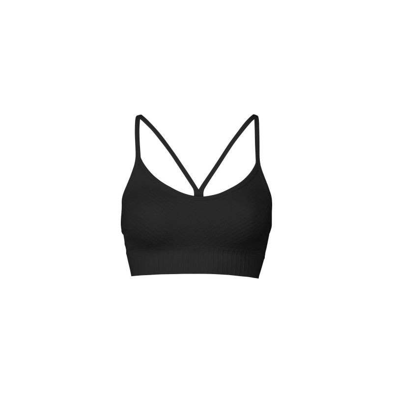 CASALL Bezešvý sportovní top s grafickým žebrováním Black