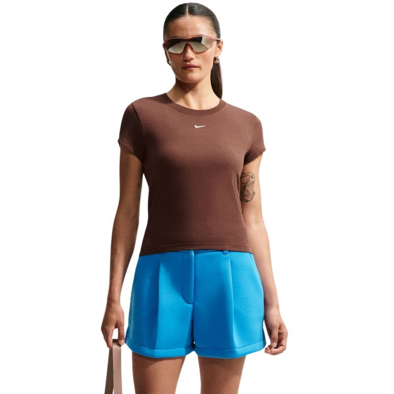 Dámské tričko Nike Sportswear Chill Knit, světle hnědé, FV5508, 259 - Pro ženy pro ženy trička, tílka, košile