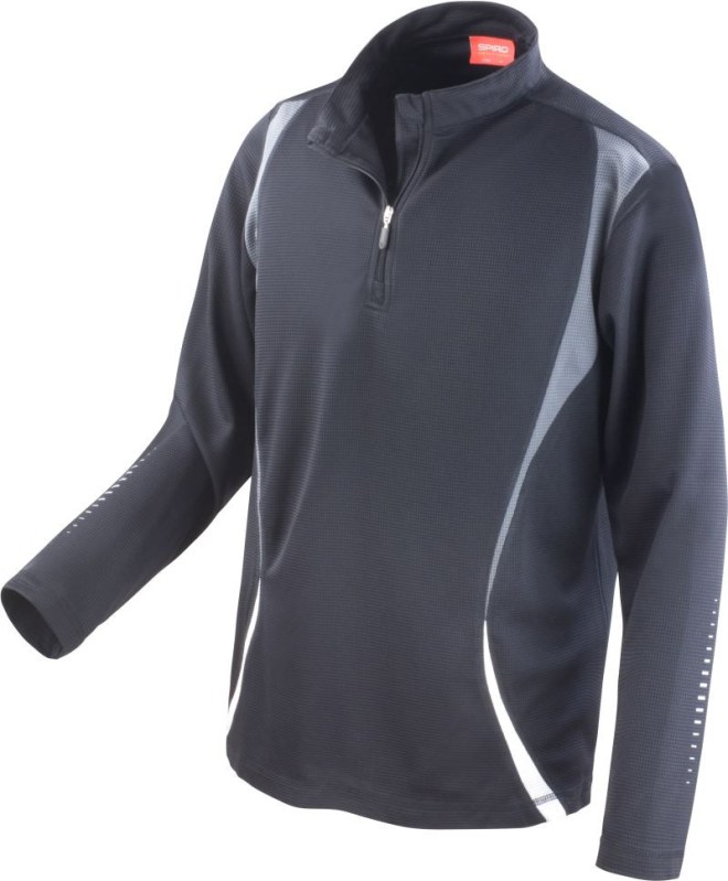 Spiro S 178X Tréninkový top s "1/4" zip s dlouhým rukávem 29.178X black/grey/white