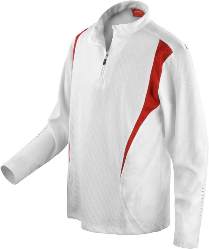 Spiro S 178X Tréninkový top s "1/4" zip s dlouhým rukávem 29.178X white/red/white