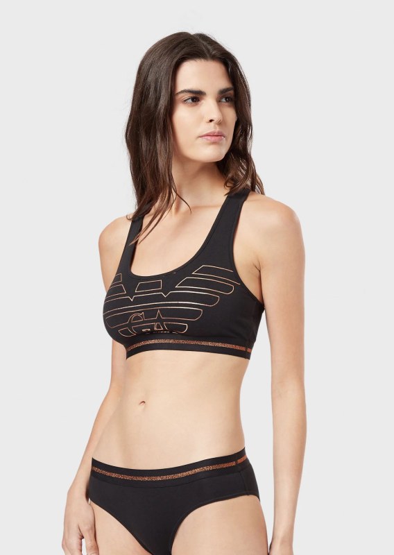 Sportovní podprsenka 164212 9A232 00020 černá - Emporio Armani - Pro ženy sportovní podprsenky