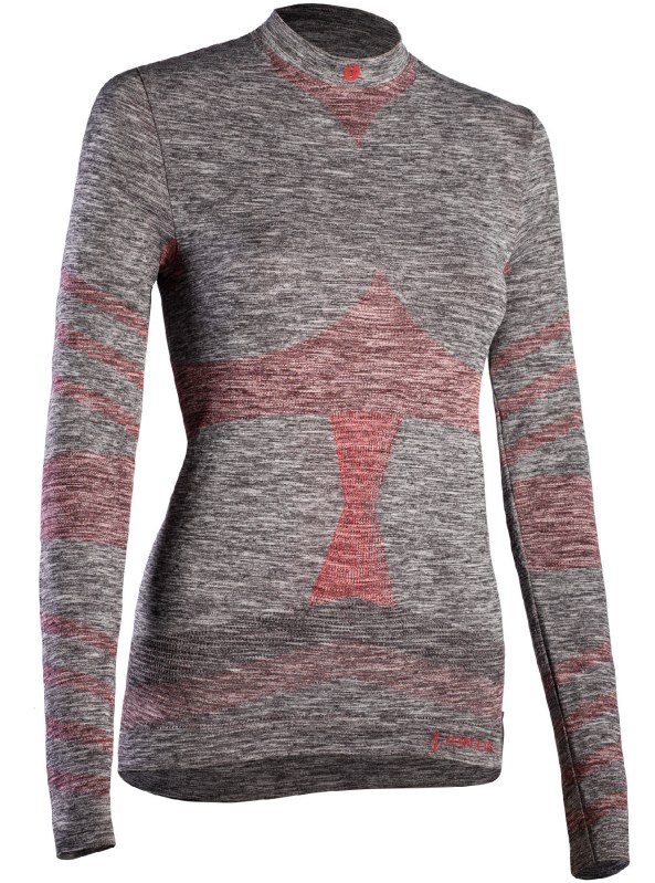 Dámské funkční tričko s dlouhým rukávem 212532 Šedá melange s červenou - IRON-IC - Pro ženy trička, tílka, košile