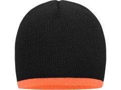 Daiber MB 7584 Pletená čepice s kontrastním lemem 03.7584 black/orange