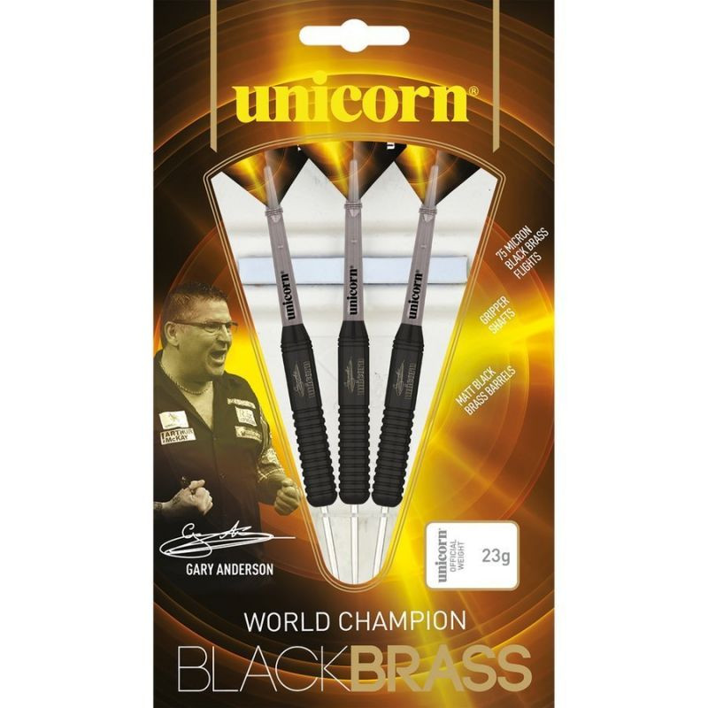 Šipky Unicorn Black Brass s ocelovými hroty - Gary Anderson 22g:27664|24g:27665|26g:27666 Šipky Unicorn Black Brass s ocelovými hroty - Gary Anderson 22g:27664|24g:27665|26g:27666 - Sportovní doplňky Ostatní