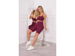 Sportovní set top + legíny fuchsiová 1