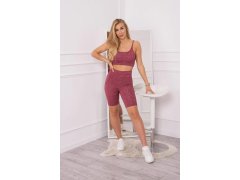 Sportovní set top + legíny růžová 2