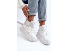 Zazoo 3392/X Dámské Kožené Sportovní Boty Na Platformě Bílé 4
