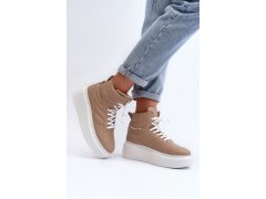 Zazoo 3392/X Dámské Kožené Sportovní Boty na Platformě Beige 3