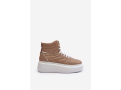 Zazoo 3392/X Dámské Kožené Sportovní Boty na Platformě Beige 4