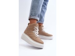 Zazoo 3392/X Dámské Kožené Sportovní Boty na Platformě Beige 5