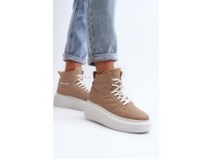 Zazoo 3392/X Dámské Kožené Sportovní Boty na Platformě Beige 6