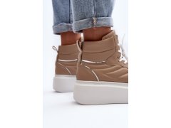 Zazoo 3392/X Dámské Kožené Sportovní Boty na Platformě Beige 8