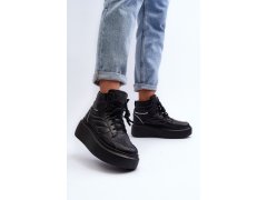 Zazoo 3392/X Dámské Kožené Sportovní Boty na Platformě Černé 5