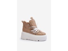 Zazoo 3416 Kožené Dámské Sportovní Boty Beige 1