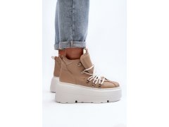 Zazoo 3416 Kožené Dámské Sportovní Boty Beige 2