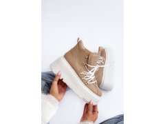 Zazoo 3416 Kožené Dámské Sportovní Boty Beige 4