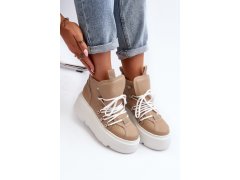 Zazoo 3416 Kožené Dámské Sportovní Boty Beige 5