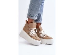 Zazoo 3416 Kožené Dámské Sportovní Boty Beige 7