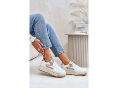 Dámské kožené sportovní boty na masivní platformě béžové Belisso 8