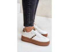 Pohodlné dámské sportovní boty na platformě Bíle Devan 7
