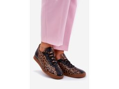 Dámské Kožené Sportovní Boty S Leopardím Vzorem Laura 2935 Hnědé 2