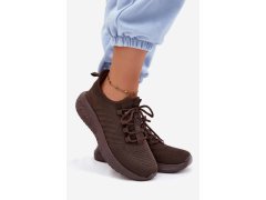 Lehké sportovní slip-on boty dámské textilní Big Star UU274055 Čokoládové 1