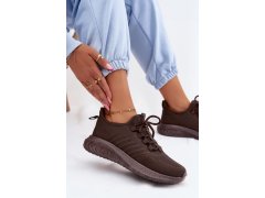 Lehké sportovní slip-on boty dámské textilní Big Star UU274055 Čokoládové 2