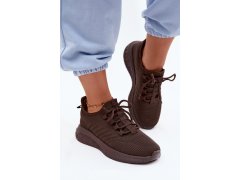 Lehké sportovní slip-on boty dámské textilní Big Star UU274055 Čokoládové 7
