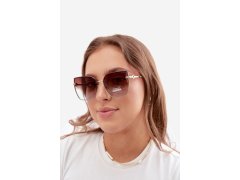 Bezrámečkové sluneční brýle typu cat-eye s UV filtrem 400 hnědo-modré 3