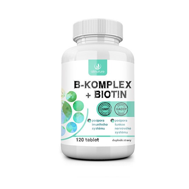 Allnature B-komplex + Biotin vitamíny 120 tablet - Přípravky vitamíny skupiny b