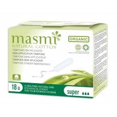 Masmi Tampóny z organické bavlny MASMI Super 18 ks - Přípravky intimní hygiena